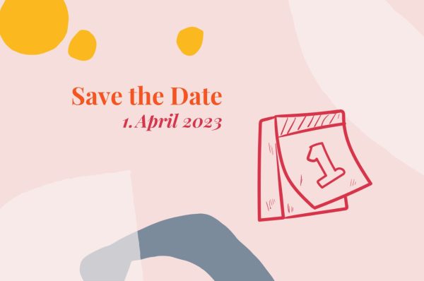 Save the Date 1. April 2023 mit Kalenderblatt